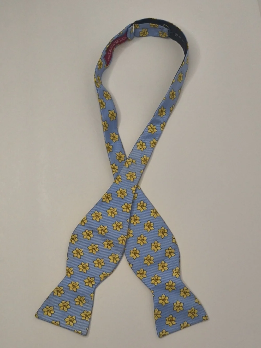 Blue Floral Bow Tie Yellow Flowers